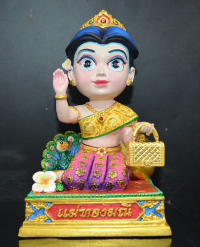 แม่ทองมณีเรียกทรัพย์ ขนาดบูชา เนื้อสัมฤทธิ์เพ้นท์สี ครูบาเต่า วัดอุโบสถบ้านเหล่า 2568