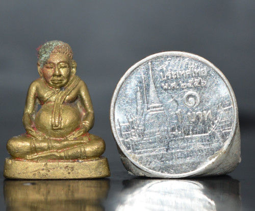 พระสังกัจจายณ์ เนื้อสตางค์ รุ่นนำโชคเงินล้าน หลวงพ่อหยอด วัดแก้วเจริญ ปี 2534 3