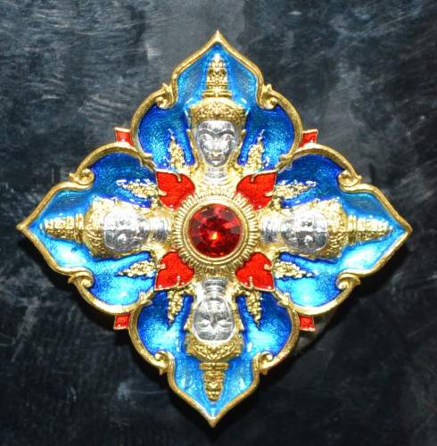 เหรียญพระพรหมสี่ห้า  เนื้อชนวนชุบ 2K ลงยา หลวงปู่ทา วัดโคกมาบสมอ 2568