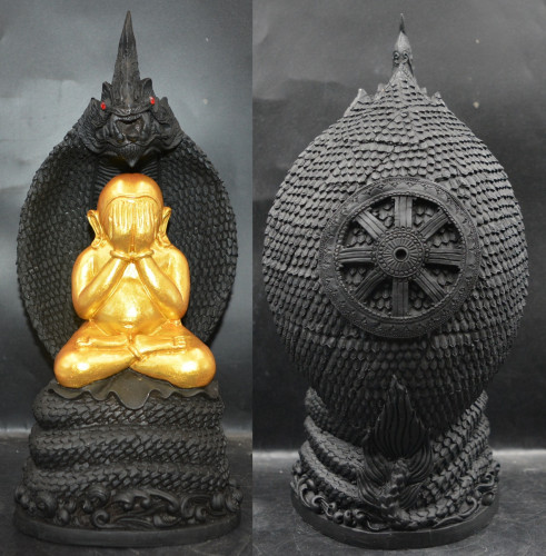 พระปิดตานาคปรก เนื้อเรซิ่น ปิดทอง ขนาดบูชา  หลวงตาออ วัดช่องแค 2567