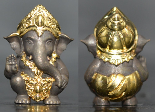 คเนศน้อย รุ่นให้ลาภเงินล้าน เนื้อขันลงหินชุบทองบางส่วน หลวงพ่อกลม วัดหนองบัว 2567