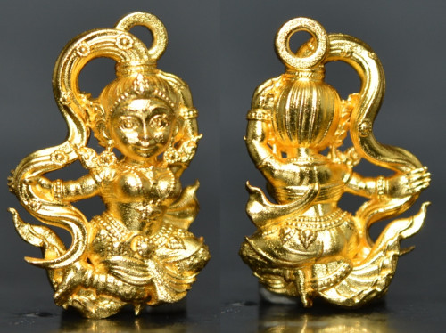 พระแม่ธรณี เนื้อบรอนซ์ชุบทอง พระอาจารย์ดนุพล วัดห้วยแหน 2568