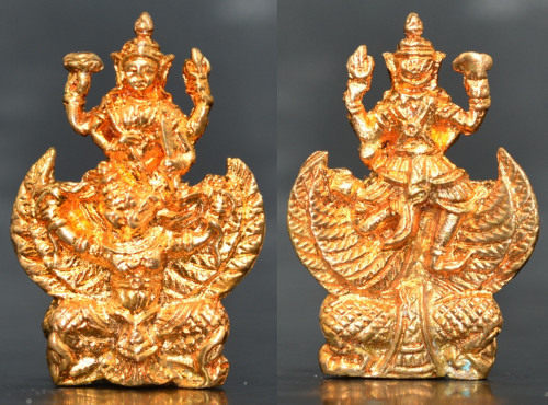 พระนารายณ์ทรงครุฑ  เนื้อทองทิพย์ ครูบาคำเป็ง สำนักสงฆ์มะค่างาม กำแพงเพชร 2558
