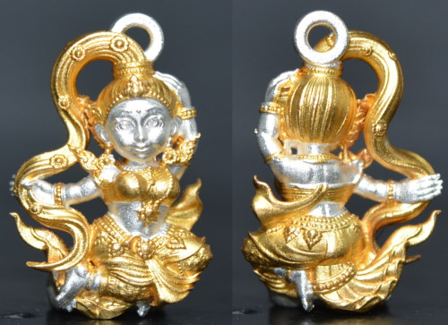 พระแม่ธรณี เนื้อบรอนซ์ชุบสองกษัตริย์ พระอาจารย์ดนุพล วัดห้วยแหน 2568