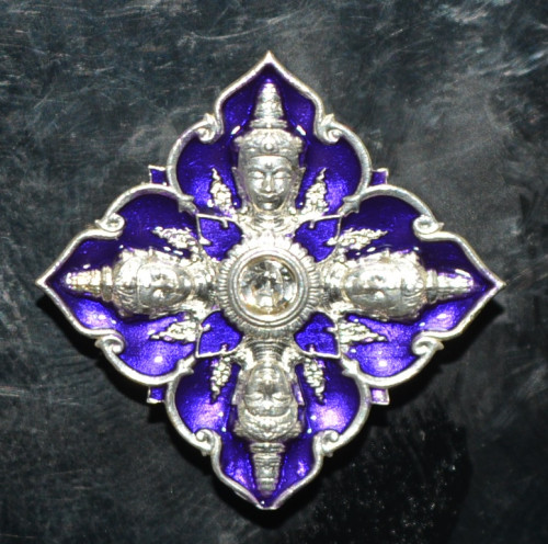 เหรียญพระพรหมสี่ห้า พิมพ์เล็ก เนื้อชนวนชุบเงิน ลงยา หลวงปู่ทา วัดโคกมาบสมอ 2568