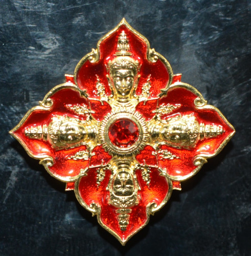 เหรียญพระพรหมสี่ห้า  เนื้อชนวนชุบทอง ลงยา หลวงปู่ทา วัดโคกมาบสมอ 2568