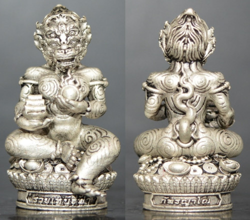 สี่หูห้าตา รุ่นรวยเหนือฟ้า เนื้อทองเทวฤทธิ์ชุบซาตินเงิน พระครูปลัดธนภัทร วัดธรรมชัยมงคล 2566