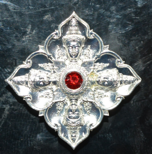 เหรียญพระพรหมสี่ห้า  เนื้อชนวนชุบเงิน หลวงปู่ทา วัดโคกมาบสมอ 2568