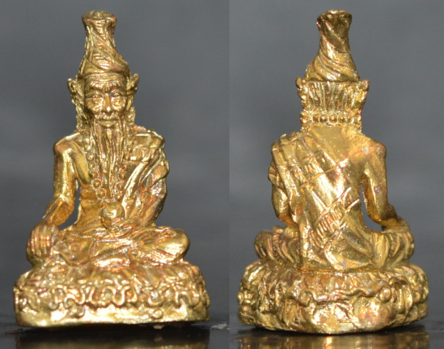 พระทักษิณามูรติ (ปู่ฤๅษีอิศวร) เนื้อทองฝาบาตร ใต้ฐานบรรจุผงมวลสาร หลวงปู่เฉลิม วัดบุญนาคประชาสรรค์ 2