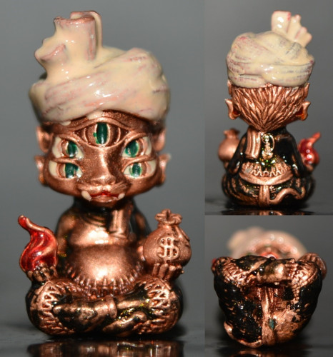 พญาสี่หูห้าตา เรียกทรัพย์รวยฉับพลัน เนื้อซาตินแดงลงยา ครูบาคำฝั้น วัดกอโชค 2567