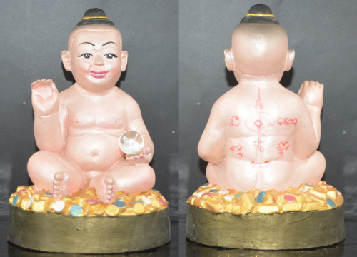 กุมารทอง ขนาดบูชา เนื้อเรซิ่นเพ้นท์สีชมพู พระอาจารย์แว่น วัดป่าประชาสามัคคีธรรม 2555