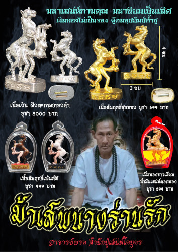 ม้าเสพนางร่านรัก เนื้อเงินฝังตะกรุดทองคำ อาจารย์พรต สำนักปู่เสน่ห์โคบุตร 2563 1
