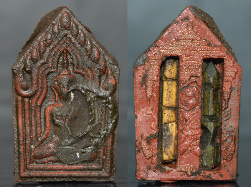 พระขุนแผนแขนอ่อน หลังฝังรักยม เนื้อผงมวลสารคลุกน้ำว่าน  พระครูน้อย วัดชัยมงคล 2555