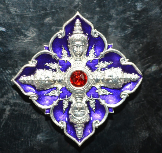 เหรียญพระพรหมสี่ห้า  เนื้อชนวนชุบเงิน ลงยา หลวงปู่ทา วัดโคกมาบสมอ 2568