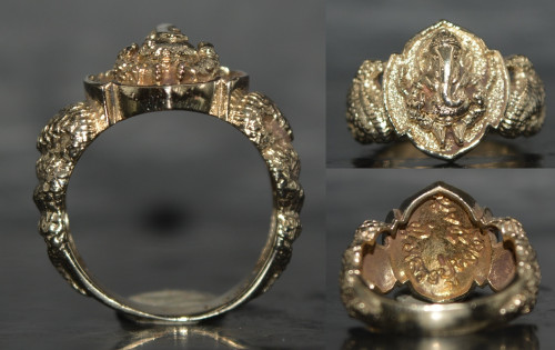 แหวนพระพิฆเณศวร เนื้ออัลปาก้า พิมพ์เล็ก รุ่นฉลองพระอุโบสถ หลวงปู่หงษ์ วัดเพชรบุรี 2550