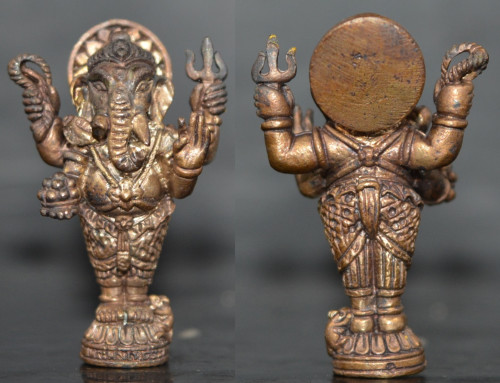 พระพิฆเนศยืนลอยองค์ เนื้อสัมฤทธิ์รมดำ พิมพ์ใหญ่ รุ่นอายุยืน หลวงปู่คีย์  วัดศรีลำยอง 2556