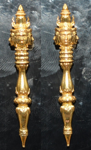 ไม้ครูพรหมประกาศิต เนื้อสัมฤทธิ์ชุบทอง ครูบาแบ่ง วัดบ้านโตนด 2568