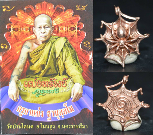 แมงมุมดักทรัพย์ เนื้อทองชมพู ครูบาแบ่ง วัดบ้านโตนด 2565