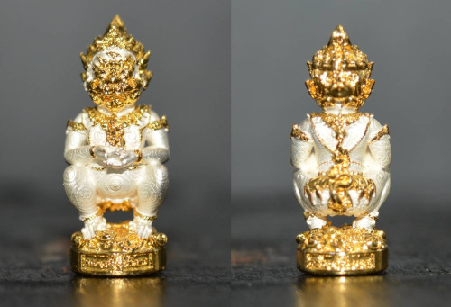 สี่หูห้าตา พิมพ์เล็ก เนื้อบรอนซ์ชุบ 2K ครูบาคำฝั้น วัดกอโชค 2566