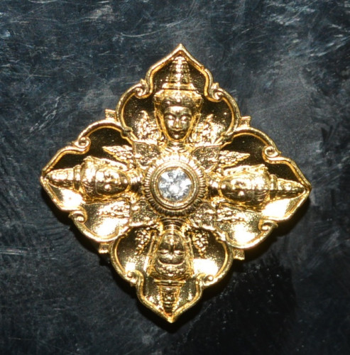 เหรียญพระพรหมสี่ห้า พิมพ์เล็ก เนื้อชนวนชุบทอง หลวงปู่ทา วัดโคกมาบสมอ 2568