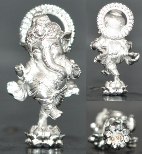 พระคชาลีลายะคณปติ เนื้อบรอนซ์ชุบเงิน หลวงปู่ยูร วัดหนองป่าหมาก 2568