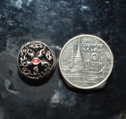 ลูกอมสามตาห้าดาว เนื้อสัมฤทธิ์ชุบเงินลงยา หลวงปู่อินทร์ สำนักสงฆ์คลองขี้เหล็ก 2567 3