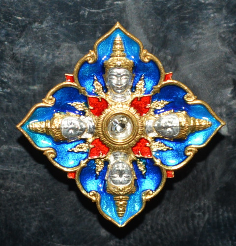 เหรียญพระพรหมสี่ห้า พิมพ์เล็ก เนื้อชนวนชุบ2K ลงยา หลวงปู่ทา วัดโคกมาบสมอ 2568