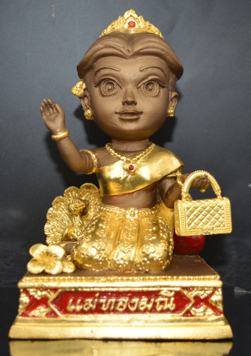 แม่ทองมณีเรียกทรัพย์ ขนาดบูชา เนื้อสัมฤทธิ์ปิดทอง ครูบาเต่า วัดอุโบสถบ้านเหล่า 2568