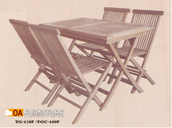 ชุดโต๊ะพับไม้สัก พร้อมเก้าอี้ 4 ตัว SET3