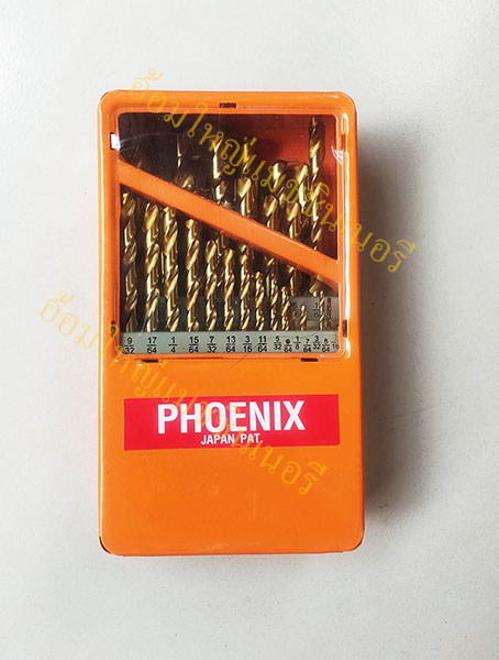 ดอกสว่านเจาะสแตนเลสสีทอง 21 ดอกชุด ขนาด 1/16 นิ้ว -3/8 นิ้ว  PHOENIX
