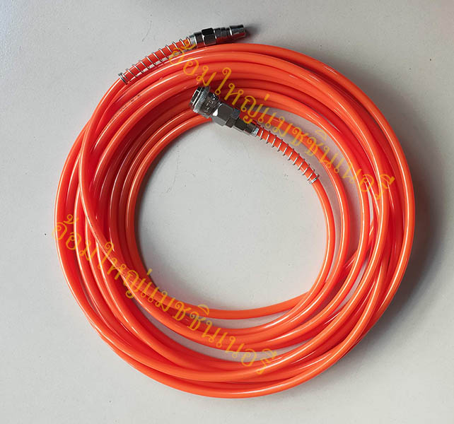 สายลม PU สีส้ม พร้อมข้อต่อและคอปเปอร์  ยาว 20 เมตร (Polyurethane)