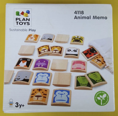 PLAN TOYS  4118 Animal Memo  ของเล่นไม้เพื่อการศึกษา สือเพื่อการพัฒนาเด็ก