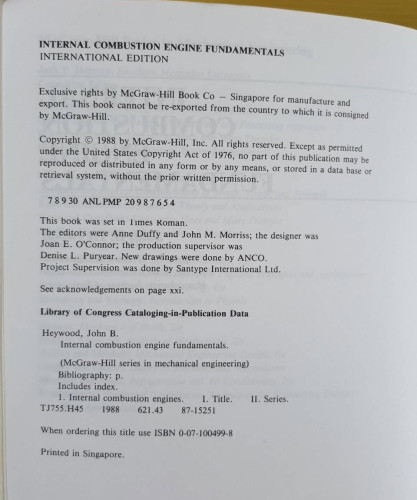 Internal Combustion Engine Fundamentals By John B. Heywood