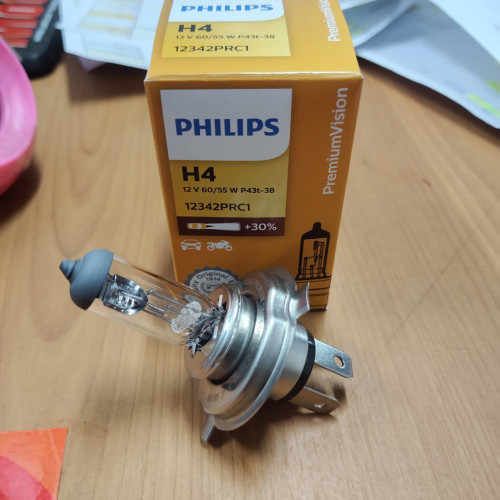 หลอดไฟ H4 PHILIPS 12V 60/55 W +30%