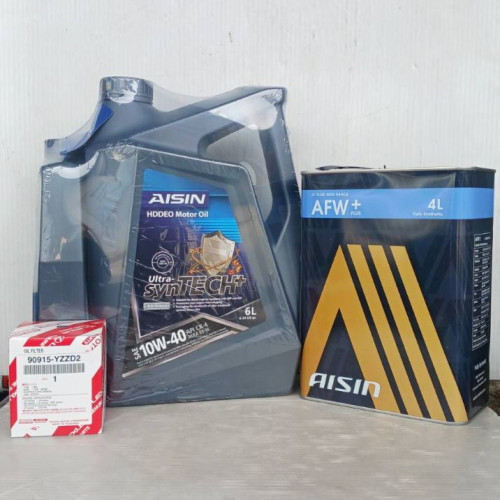 ชุดเปลี่ยนถ่ายของเหลว Toyota วีโก้ AISIN Ultra-syn Tech-HDDEO 10W-40 6+1ลิตร+กรองวีโก้แท้ +น้ำมันเกี