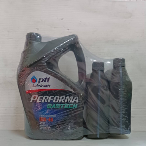 น้ำมันเครื่องยนต์เบนซิน ptt PERFORMA GASTECH 15W-40 4+1+1ลิตร