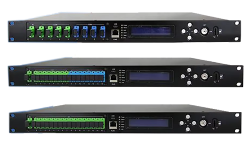 EDFA อุปกรณ์เครือข่ายออปติคอล Fttb แอมพลิฟายเออร์8x22db 8พอร์ต1U ซีรี่ส์พลังงานสูง8x23db สัญญาณเบอร์