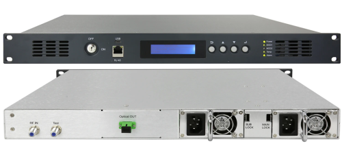 TRANSMITTER เครื่องส่งสัญญาณออปติคอล CATV 7 10dBm 25กม. เครื่องแปลงสัญญาณแสงเป็นแหล่งจ่ายไฟคู่แบบพิเ