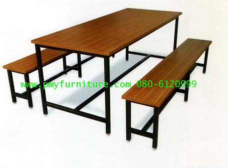 pmy5-10 ชุดโต๊ะโรงอาหาร หน้าโต๊ะเคลือบโฟเมก้าลายไม้