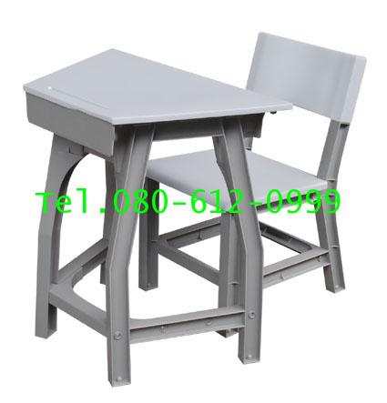 pmy1-11 โต๊ะ-เก้าอี้นักเรียน มอก.ระดับ4(ประถม) พลาสติกทั้งตัว แบบสี่เหลี่ยมคางหมู