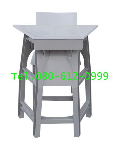 pmy1-12 โต๊ะ-เก้าอี้นักเรียน มอก.ระดับ6(มัธยม) พลาสติกทั้งตัว แบบสี่เหลี่ยมคางหมู
