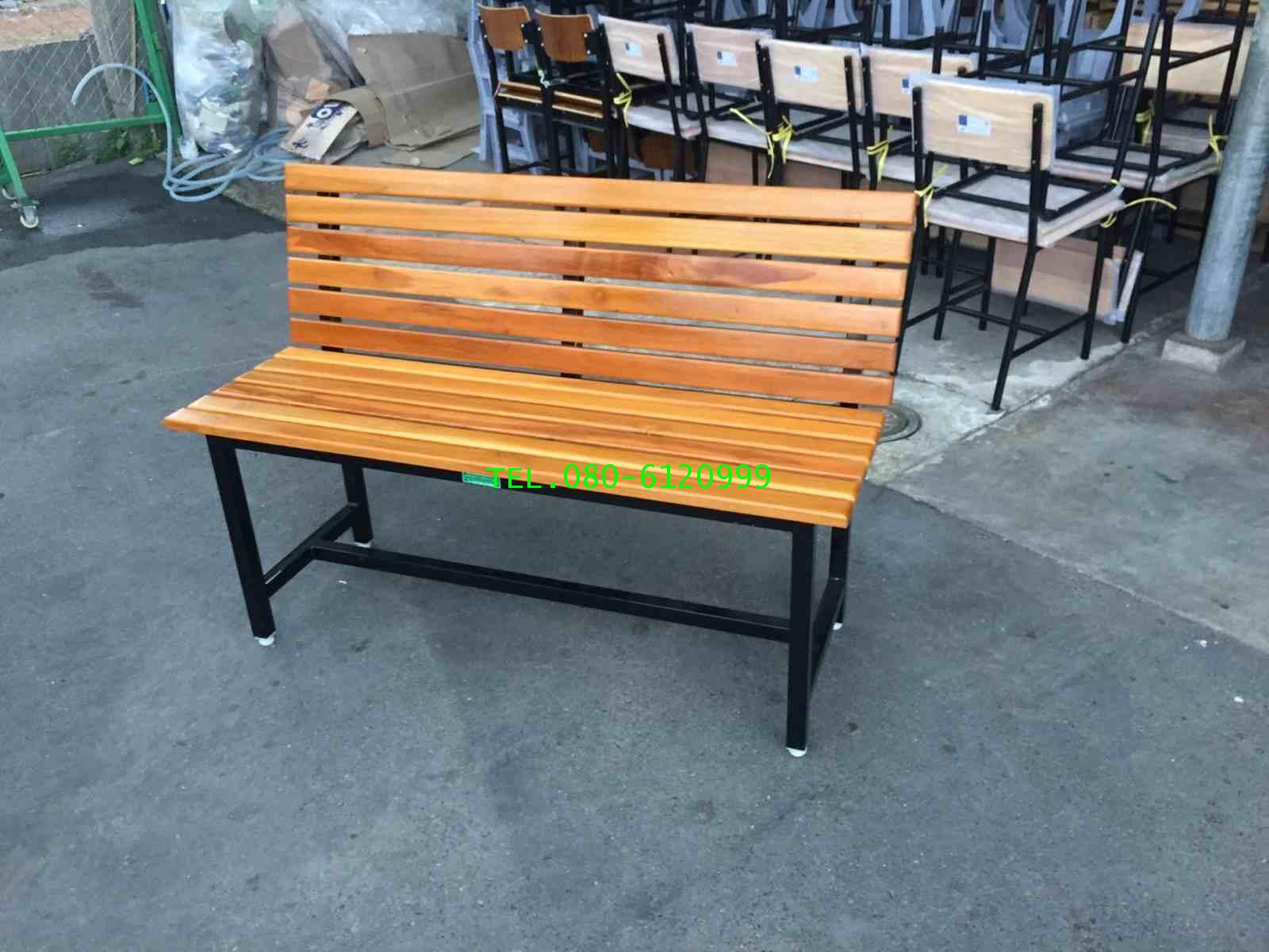 pmy4-2 ม้านั่งพักผ่อน หน้าไม้เต็งระแนง มีพนักพิงหลัง 1