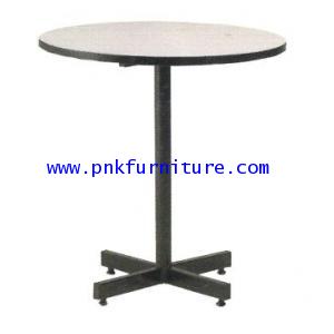 โต๊ะคาเฟ่กลม หน้าโฟเมก้าขาว  (เหล็กเสา 2นิ้ว) kkw2-6