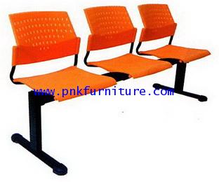 kkw8-10 เก้าอี้แถว ที่นั่งแบบโพลี โครงขาเหล็กสีดำ