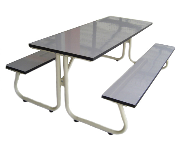 โต๊ะโรงอาหารขา J หน้าไม้โฟเมก้าขาวแบบตัน ขนาด 180ซม. kkw23-4