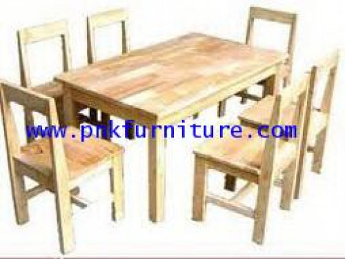 โต๊ะเก้าอี้นักเรียนระดับอนุบาลไม้ยางพาราแบบกลุ่ม 6 คน kkw1-24