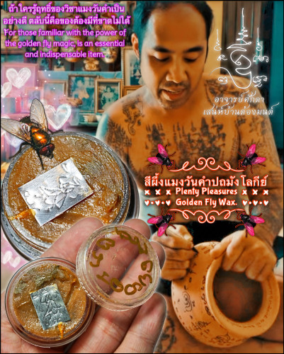 สีผึ้งแมงวันคำปถมังโลกีย์ Plenty Pleasures Golden Fly Wax