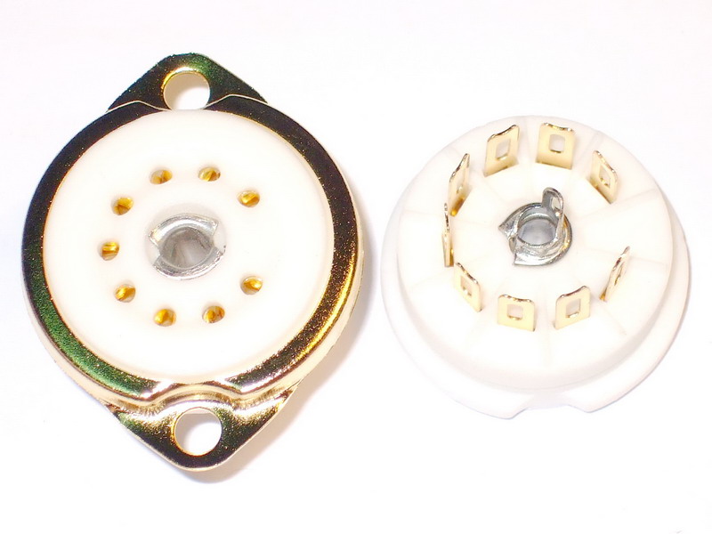 B9A Ceramic Socket 9 Pins Gold
