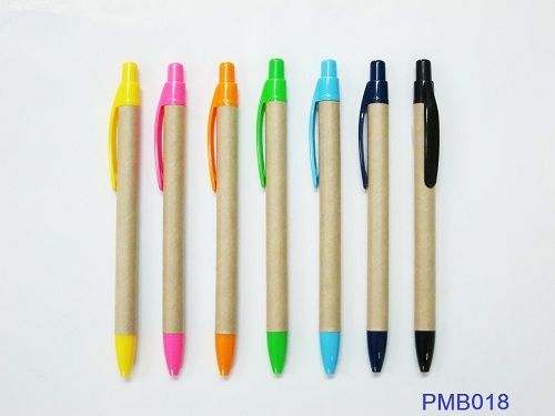 PM018 ปากกาลูกลื่น ด้ามกระดาษรีไซเคิล ปากกาพลาสติก ราคาส่ง พร้อมสกรีนโลโก้