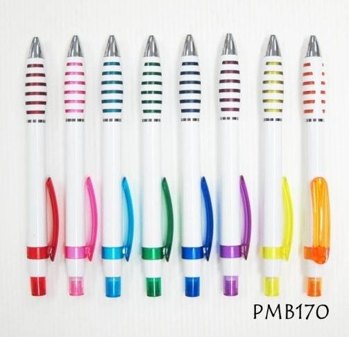 PM170  ปากกาลูกลื่น ด้ามกด 8สี ปากกาพลาสติก ราคาส่ง พร้อมสกรีนโลโก้